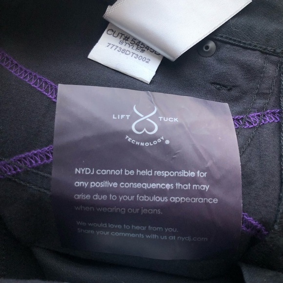 NYDJ rhinestone cuffed crop black pant in size 6 - Picture 8 of 15